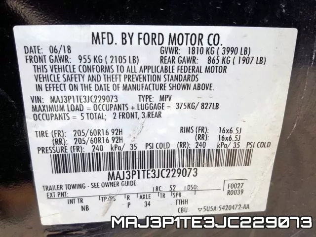MAJ3P1TE3JC229073 фото 2