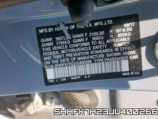 SHHFK7H23JU400266 фото 2