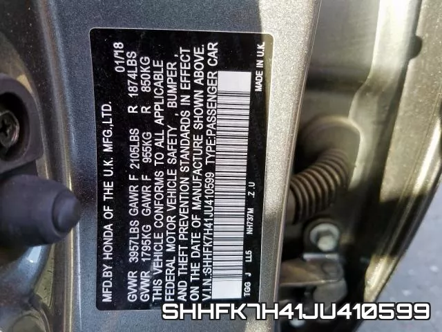 SHHFK7H41JU410599 фото 2
