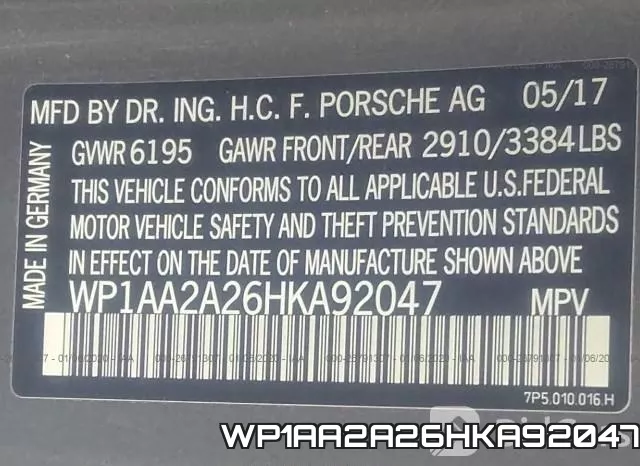 WP1AA2A26HKA92047 фото 10