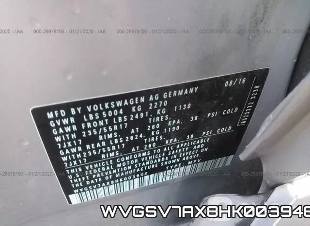 WVGSV7AX8HK003948 фото 10