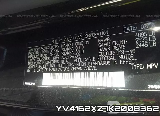 YV4162XZ7K2008362 фото 10