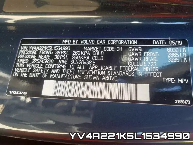 YV4A221K5L1534990 фото 2