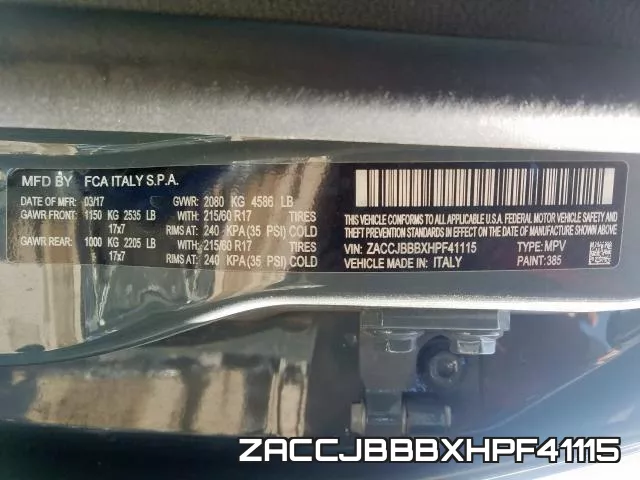 ZACCJBBBXHPF41115 фото 2