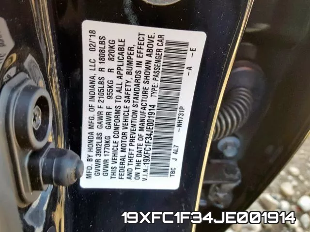 19XFC1F34JE001914 фото 2