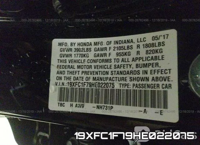 19XFC1F79HE022075 фото 10