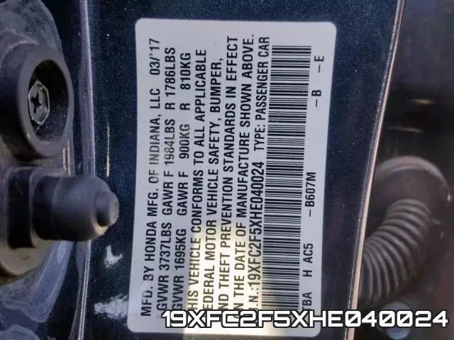 19XFC2F5XHE040024 фото 2