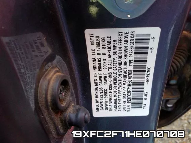 19XFC2F71HE070708 фото 2