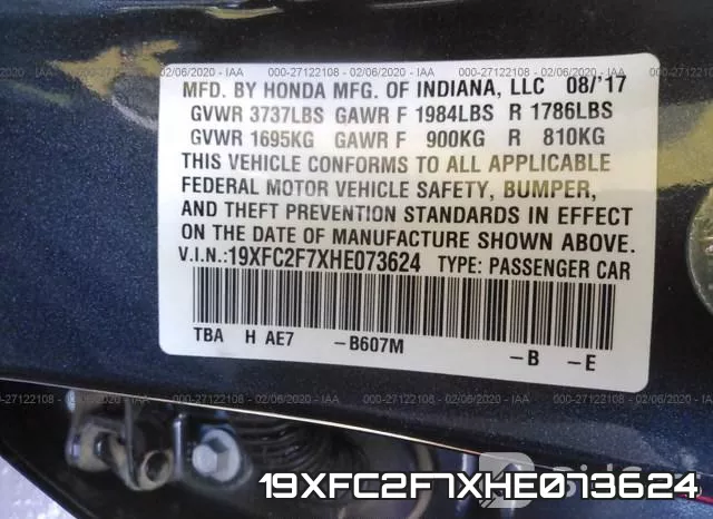 19XFC2F7XHE073624 фото 10