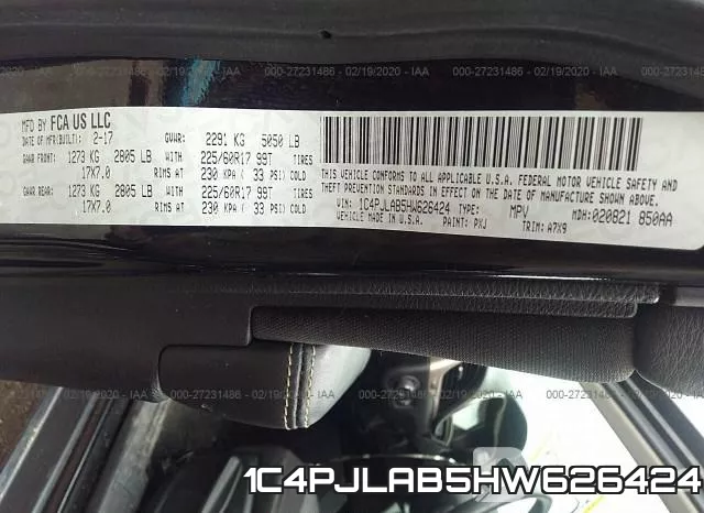 1C4PJLAB5HW626424 фото 10