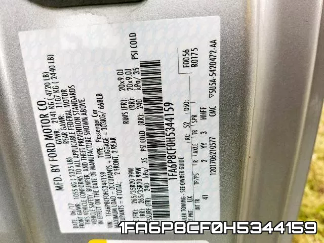 1FA6P8CF0H5344159 фото 2
