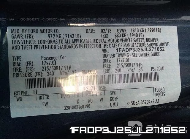 1FADP3J25JL271852 фото 10