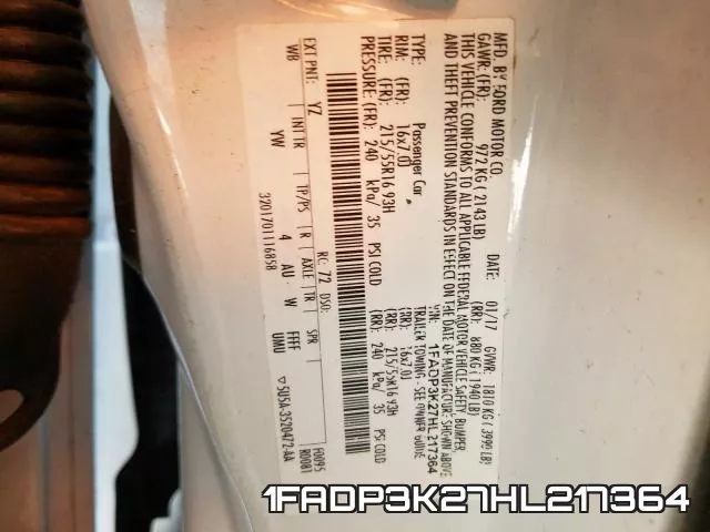 1FADP3K27HL217364 фото 2
