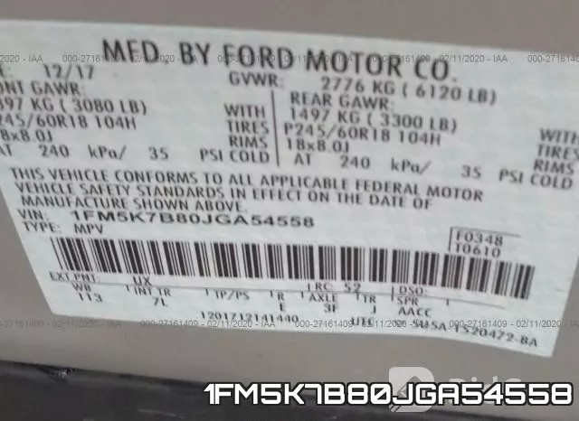 1FM5K7B80JGA54558 фото 10