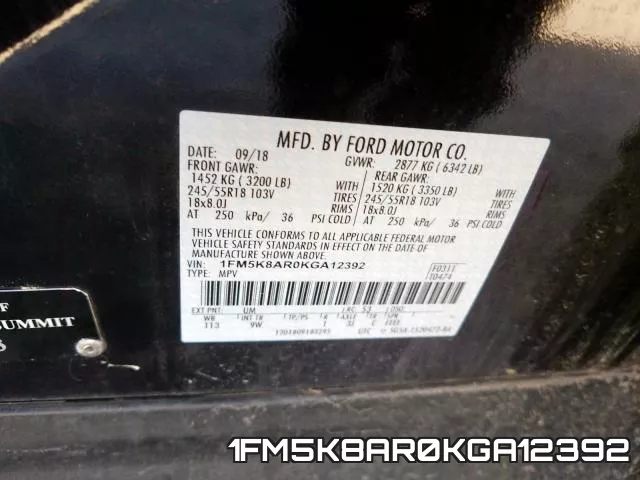 1FM5K8AR0KGA12392 фото 2