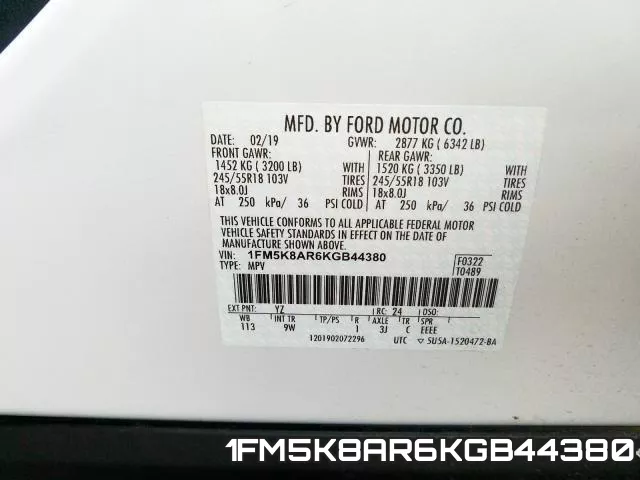 1FM5K8AR6KGB44380 фото 2