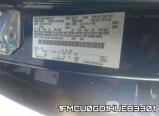 1FMCU0GD1HUE83301 фото 10