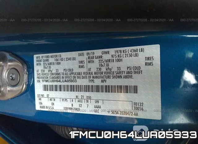 1FMCU0H64LUA05933 фото 10