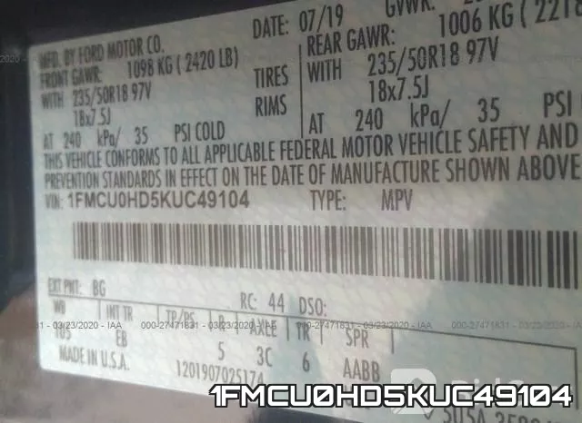 1FMCU0HD5KUC49104 фото 10