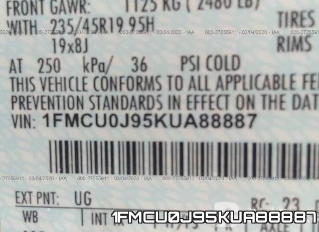 1FMCU0J95KUA88887 фото 10