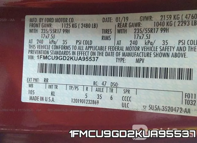 1FMCU9GD2KUA95537 фото 10