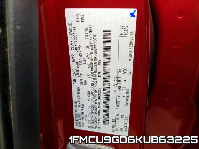 1FMCU9GD6KUB63225 фото 2