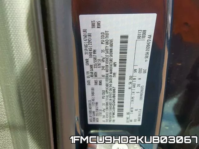 1FMCU9HD2KUB03067 фото 2