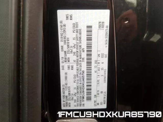 1FMCU9HDXKUA85790 фото 2