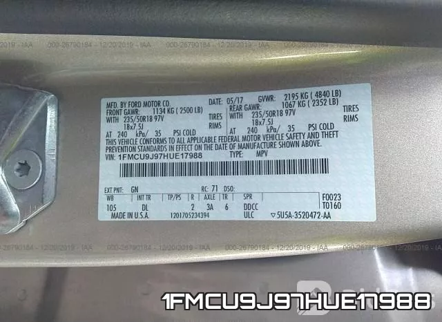 1FMCU9J97HUE17988 фото 10