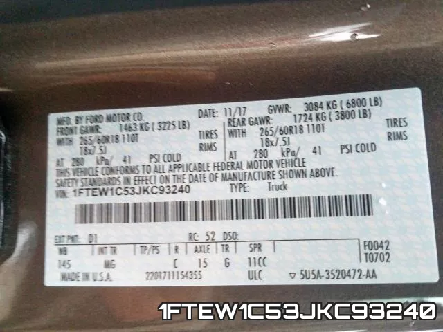 1FTEW1C53JKC93240 фото 2