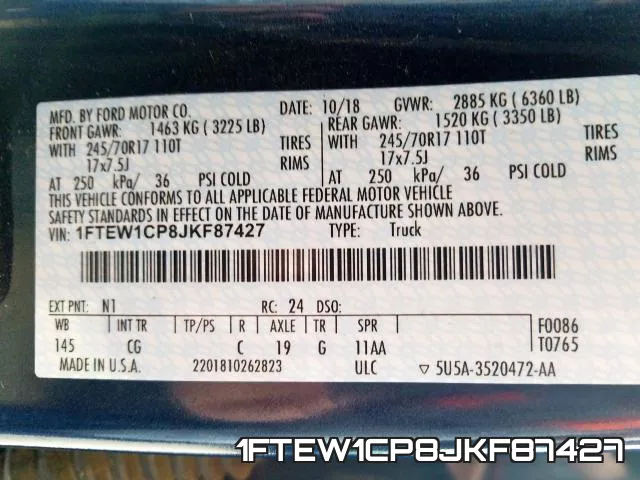 1FTEW1CP8JKF87427 фото 2