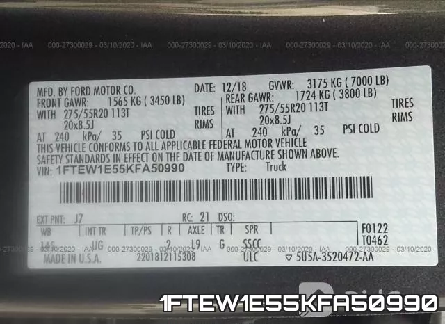 1FTEW1E55KFA50990 фото 10