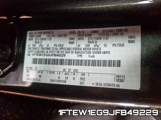 1FTEW1EG9JFB49229 фото 2