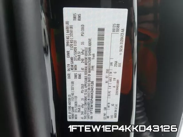 1FTEW1EP4KKD43126 фото 2
