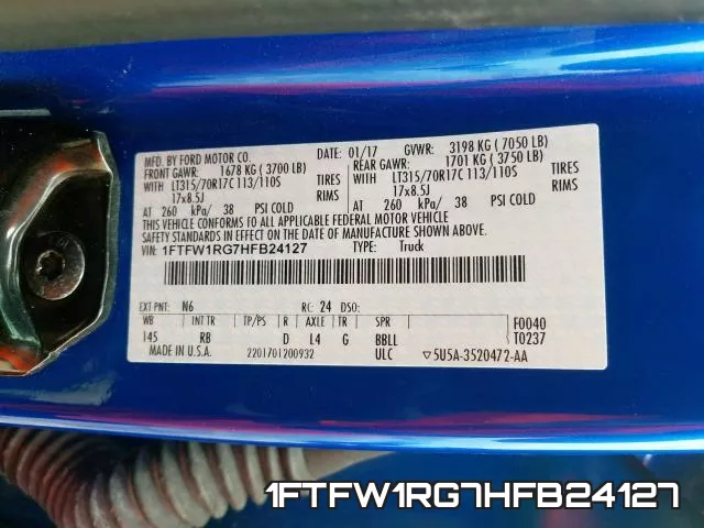 1FTFW1RG7HFB24127 фото 2