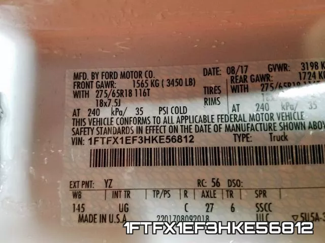1FTFX1EF3HKE56812 фото 2