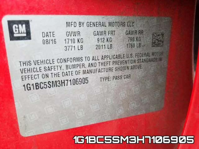 1G1BC5SM3H7106905 фото 2