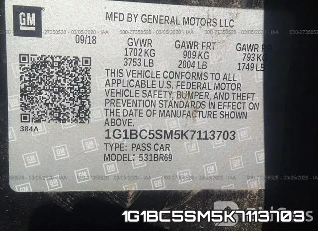 1G1BC5SM5K7113703 фото 10