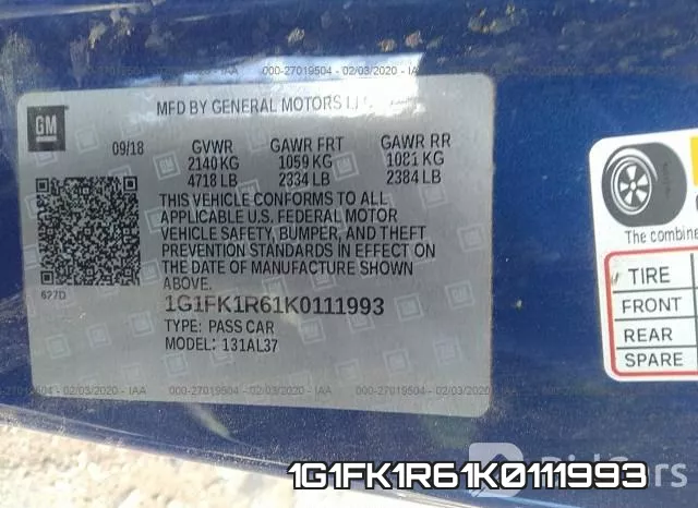 1G1FK1R61K0111993 фото 9