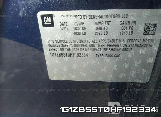 1G1ZB5ST0HF192334 фото 10