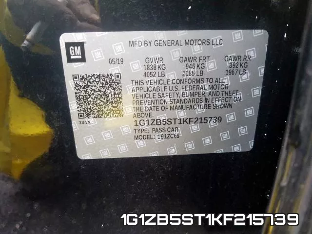 1G1ZB5ST1KF215739 фото 2