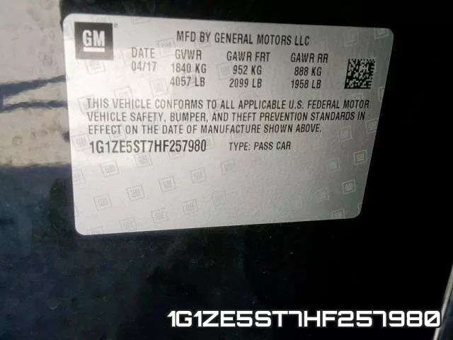 1G1ZE5ST7HF257980 фото 2