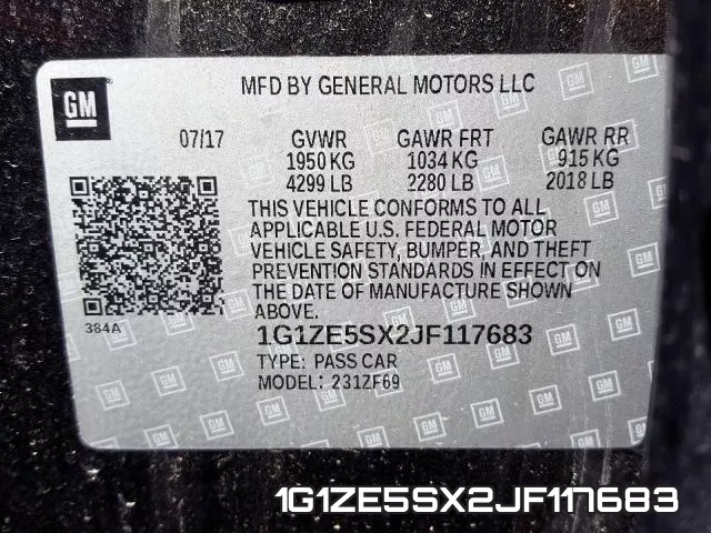 1G1ZE5SX2JF117683 фото 2