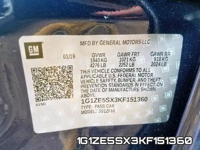 1G1ZE5SX3KF151360 фото 2