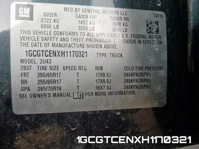 1GCGTCENXH1170321 фото 2