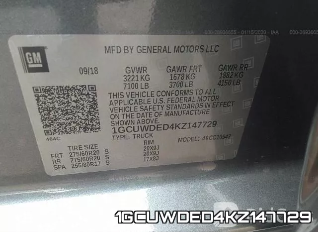 1GCUWDED4KZ147729 фото 10