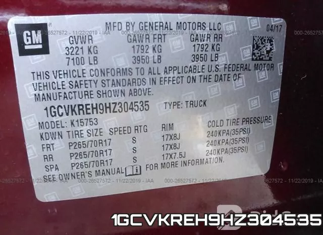 1GCVKREH9HZ304535 фото 10