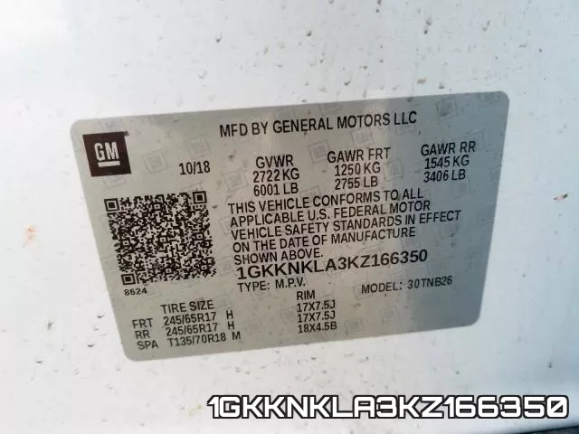 1GKKNKLA3KZ166350 фото 2