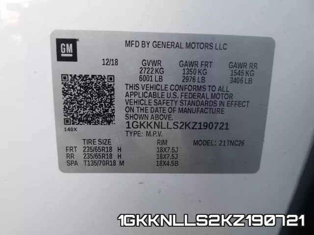 1GKKNLLS2KZ190721 фото 2
