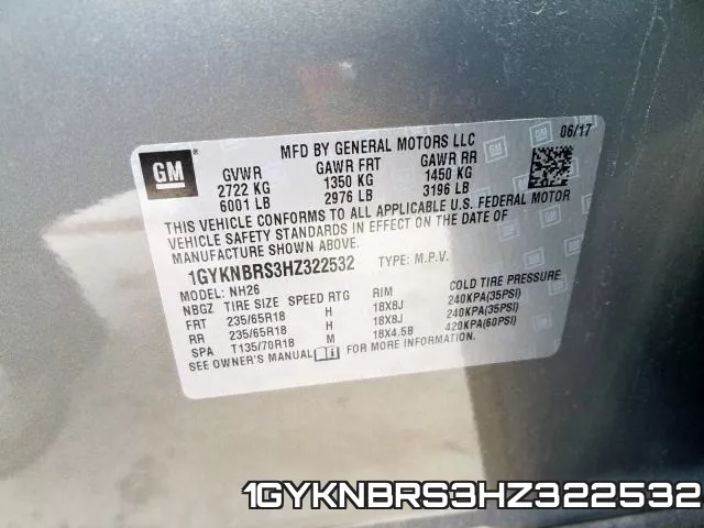 1GYKNBRS3HZ322532 фото 2